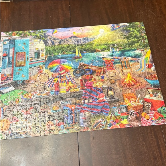 Buffalo Aimee Stewart The Family Campsite Puzzle. 1000 pieces.  Complete/ poster - Picture 3 of 7